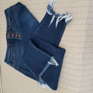 Risen Button Fly Raw Hem Skinny Jeans RDP1278 Size 28/7